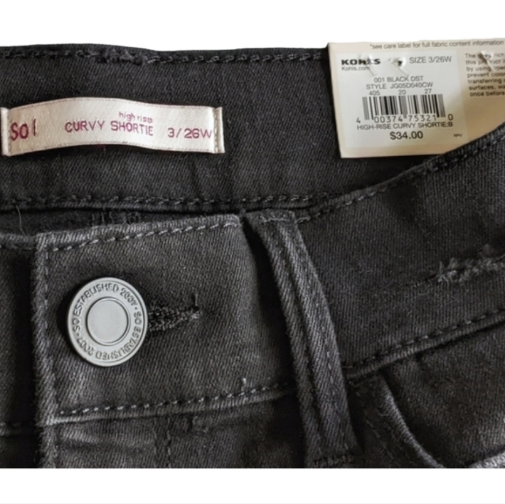 🔖NWT! SO Curvy High Rise Shortie Shorts Black Jean Denim - Picture 8 of 15